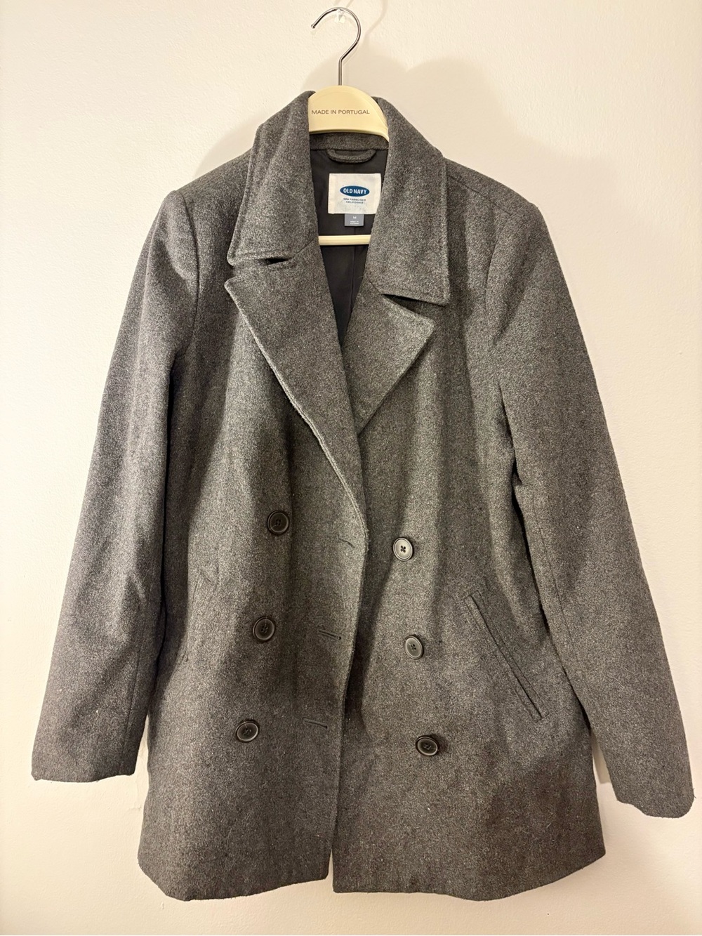 Old Navy Gray Double-Breasted Peacoat